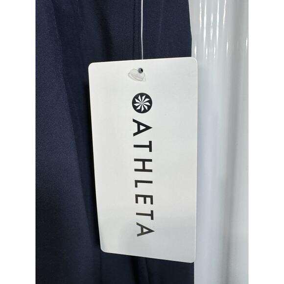 Athleta 12T (LT L TALL) Brooklyn Heights Pleated High Rise Wide Leg Pant, Blue. - Picture 2 of 5